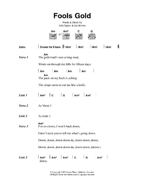 Fools Gold Chords