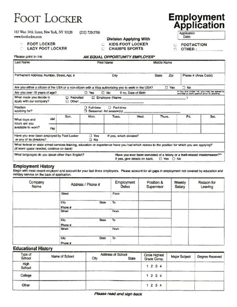 Download Foot Locker Job Application Form Careers PDF