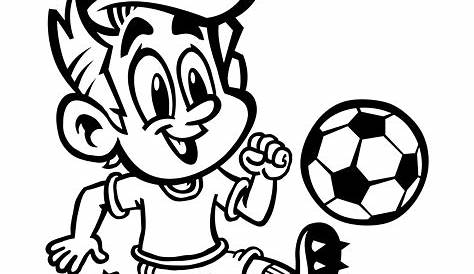 Boy Playing Football Clipart Black And White