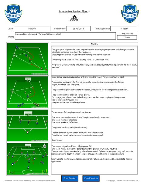 football coaching session plan example
