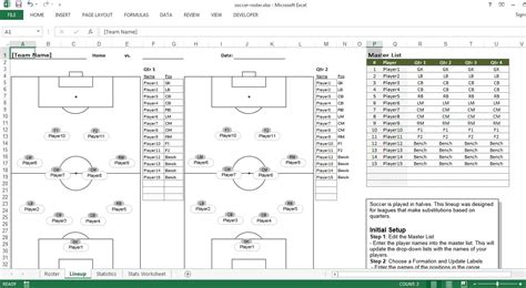 football pitch template excel