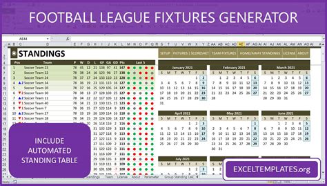 football table excel template