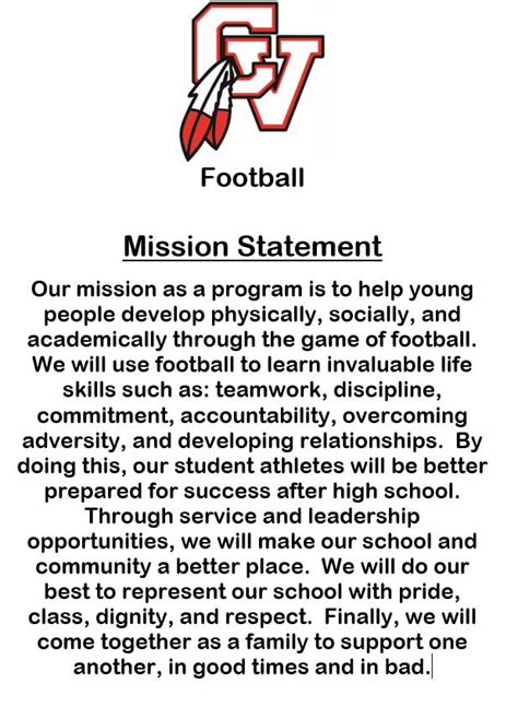 football team mission statement