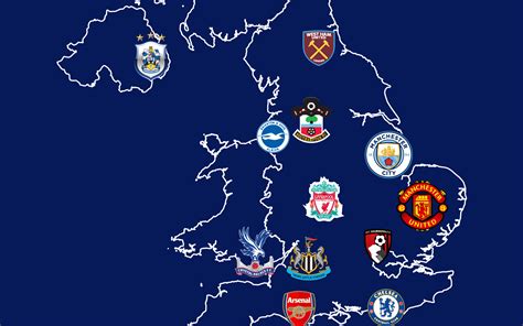 football teams in england map