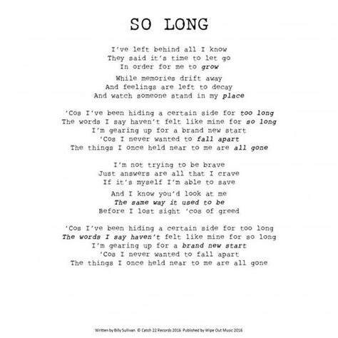 for so long lyrics