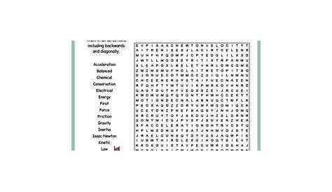 Force And Motion Vocab Word Search Answer Key Energy, s Mint
