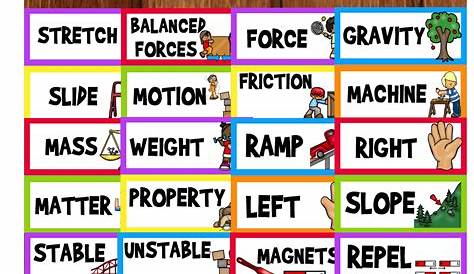Force And Motion Vocabulary Cards