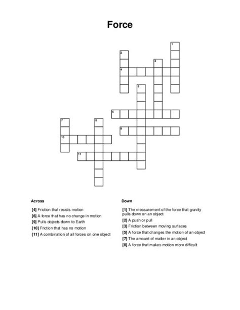 force crossword clue 9