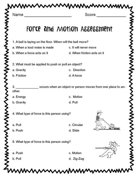 forces and motion worksheet 8th grade