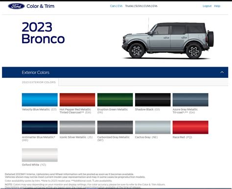 ford bronco 2023 exterior colors