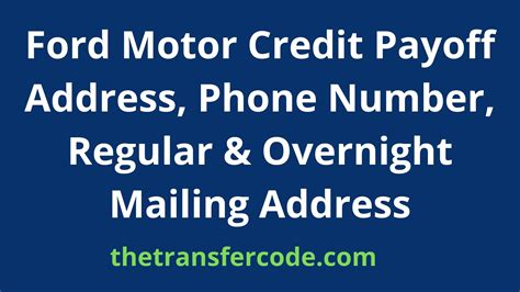 ford credit overnight address payoff