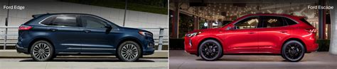 Side-by-side comparison of a Ford Edge and a Ford Escape