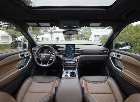 Luxurious interior of a Ford Explorer King Ranch with premium leather seats