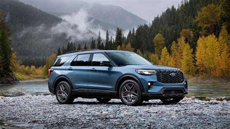 Dynamic shot of a Ford Explorer ST accelerating, highlighting its speed