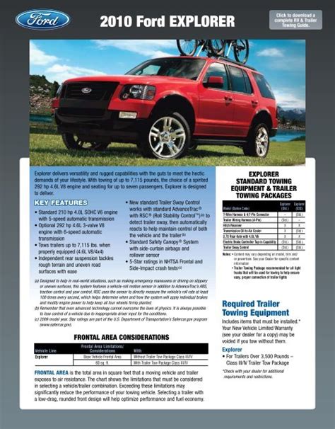 ford explorer towing capacity 2010