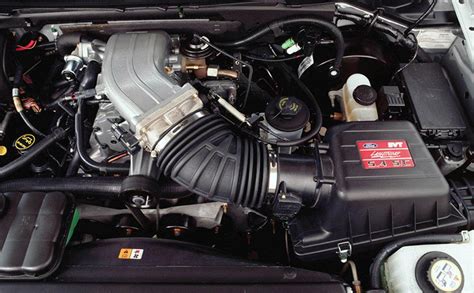 Close-up of the supercharged 5.4L Triton V8 engine in a Ford F-150 Lightning 2004