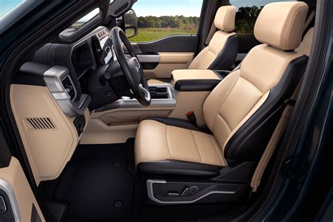 Interior view of a modern Ford F450 commercial truck for sale, highlighting its driver-focused cockpit