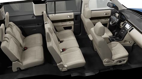 Spacious and comfortable Ford Flex interior with flexible seating options