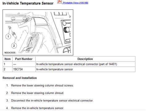 Ford Fusion Outside Temperature Sensor Location