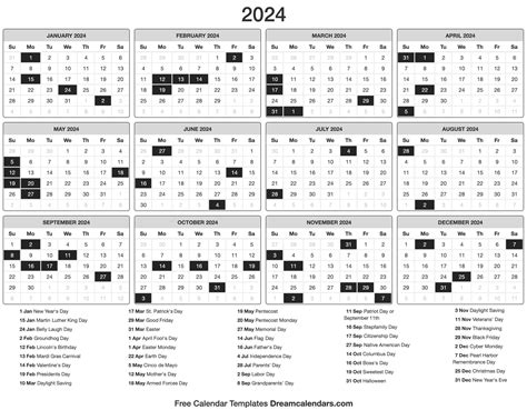 2024 Calendar With Holidays Printable Customize and Print