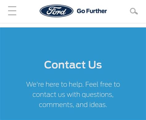 ford motor company customer service contact