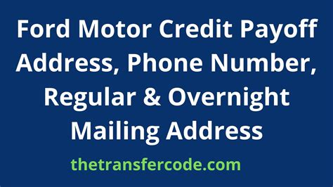 ford motor credit company payoff phone