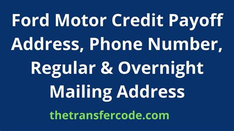 ford motor credit company payoff phone number