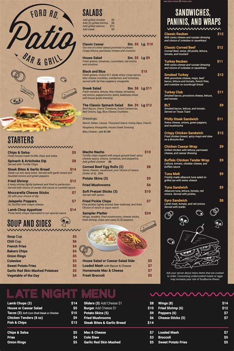 Patio Menu