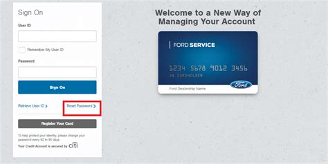 ford service credit card login
