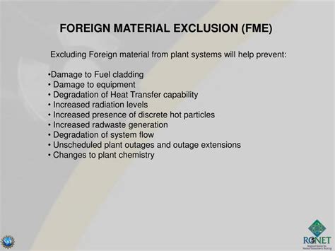 Foreign Material Exclusion Program