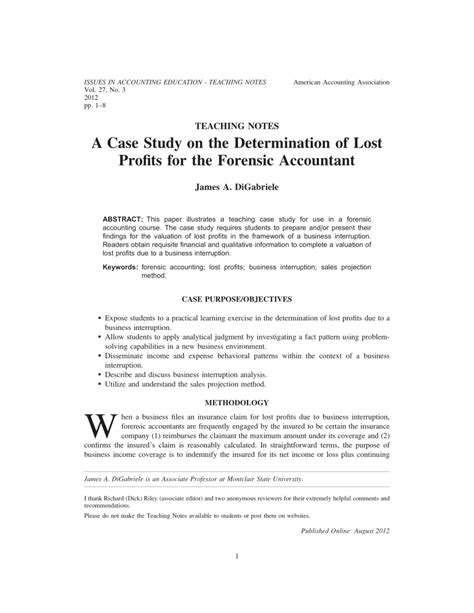 forensic accounting case study examples