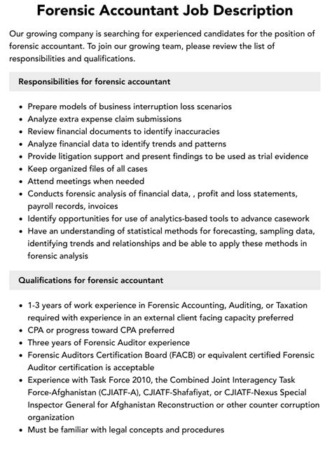 forensic audit job.description