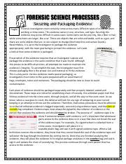 forensic science processes securing and packaging evidence quizlet