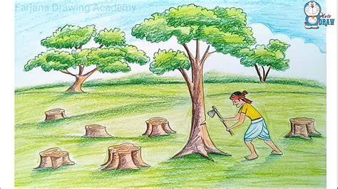 Forest Deforestation Drawing