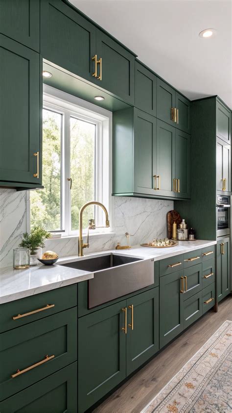 Forest Green Kitchen Cabinets