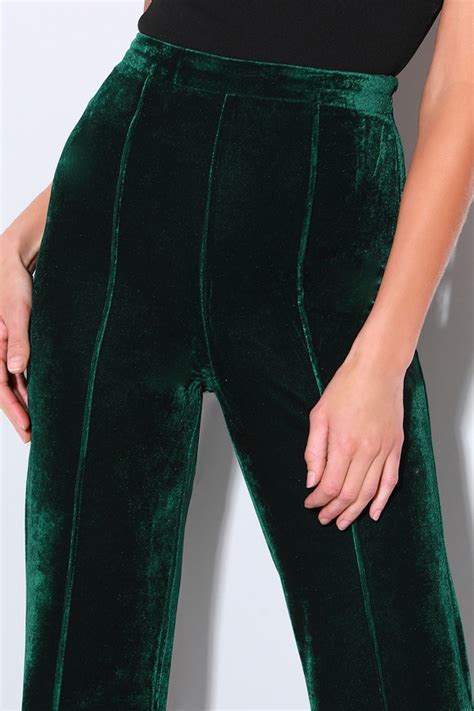 forest green velvet pants
