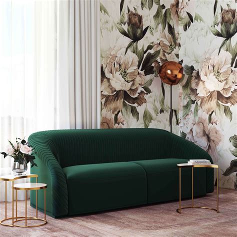 forest green velvet sofa