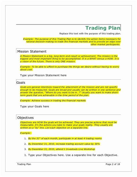 30 forex Trading Plan Template in 2020 How to plan, Trading, Business