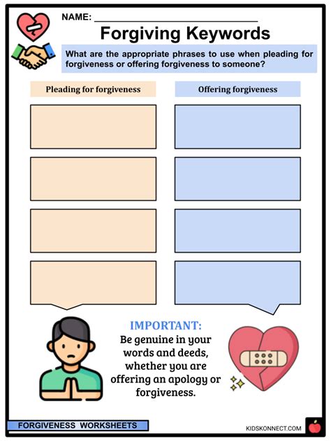 Forgiveness Printable Worksheets