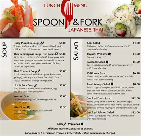 Fork And Spoon Lunch Menu