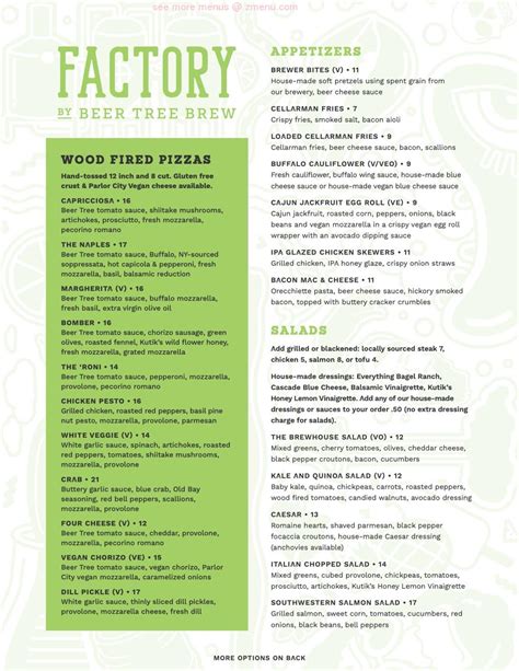 Forktree Brewery Menu