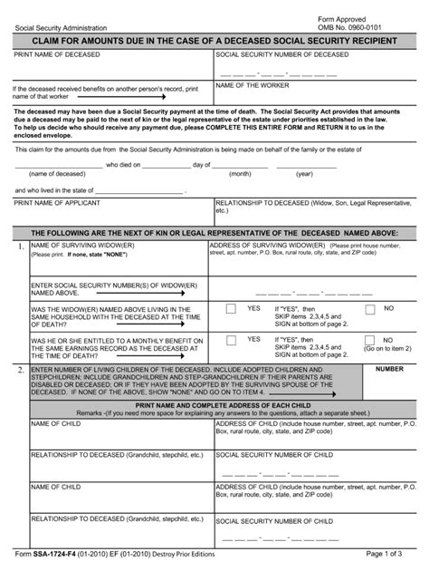 2010 Form SSA1724F4 Fill Online, Printable, Fillable, Blank PDFfiller