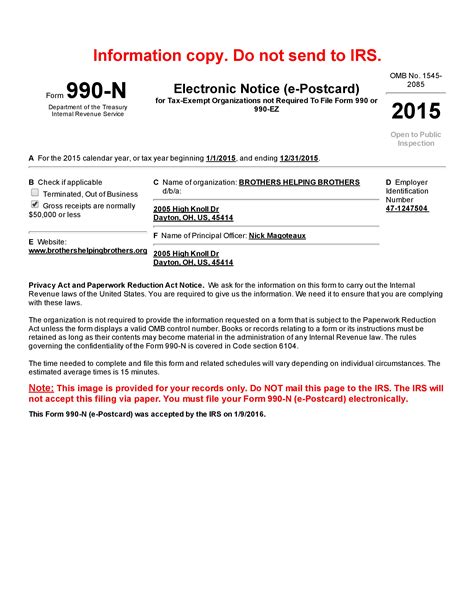 Tax exempt organizations to file form 990N (ePostcard) by express990