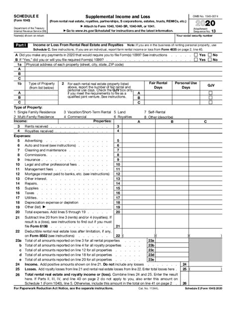 form 1040 2022 schedule e