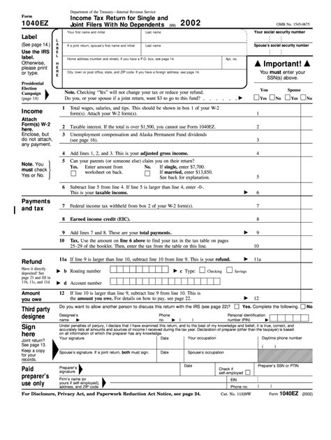 form 1040 ez 2023 printable