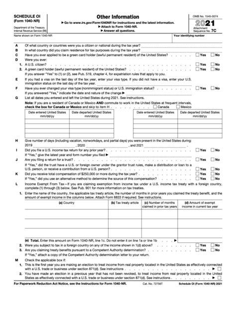 form 1040-nr 2021 instructions