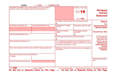 form 1098 mortgage interest form