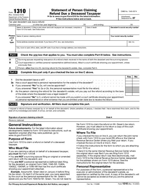 form 1310 irs form