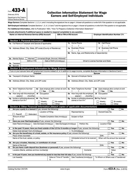 form 433a irs form instructions