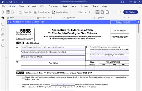 form 5558 search